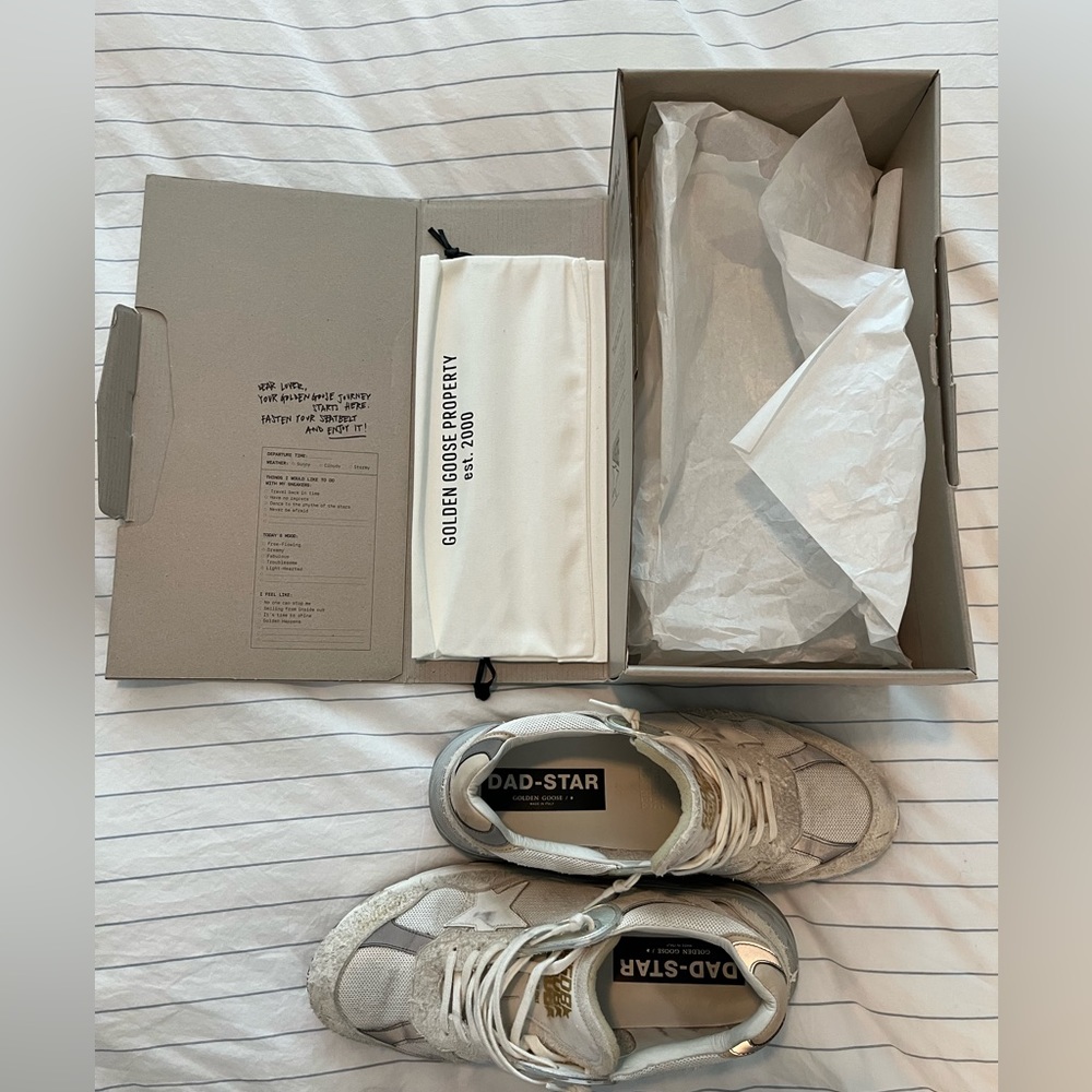 Men’s Golden goose Dad star in white and gray suede and white leather